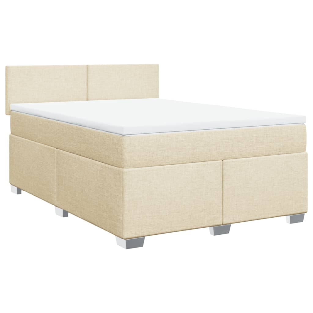 vidaXL Cama com Molas/colchão 140x200 cm Tecido Cor Creme - 1863061321