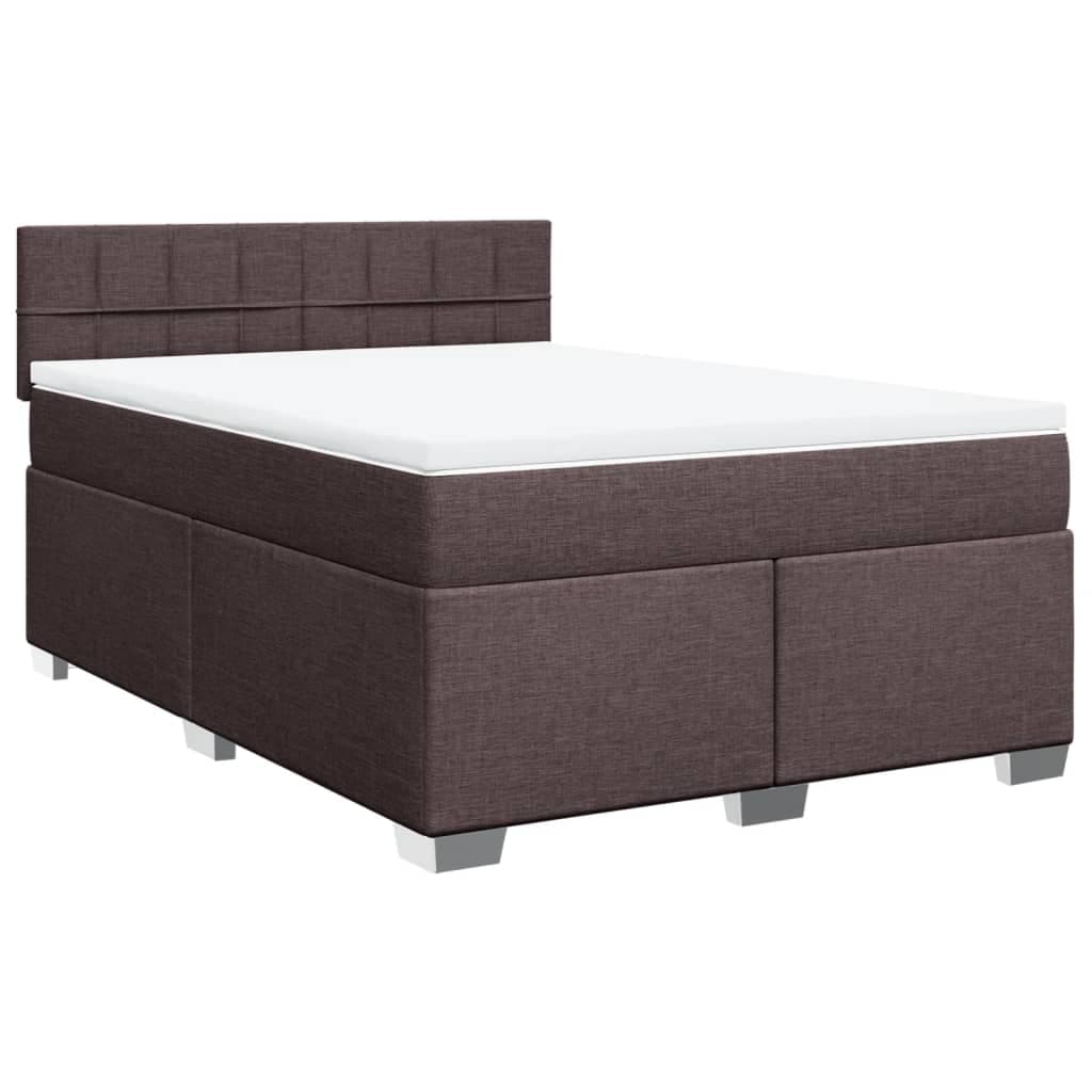 vidaXL Cama com Molas/colchão 140x200 cm Tecido Castanho-escuro - 145113781