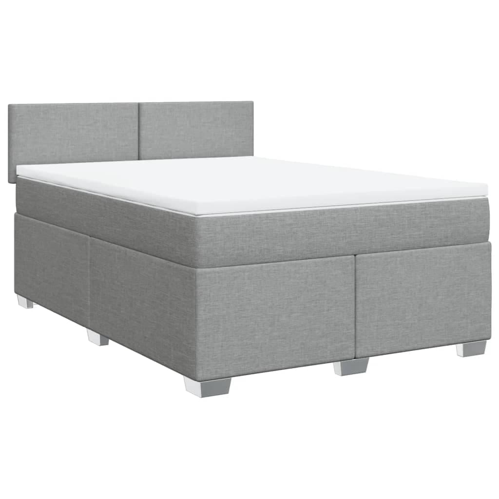 vidaXL Cama com molas/colchão 160x200 cm tecido cinzento-claro