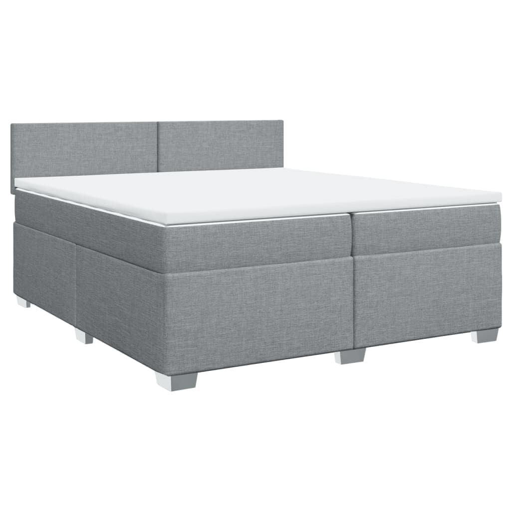 vidaXL Cama com Molas/colchão 200x200 cm Tecido Cinza-claro - 3503470039