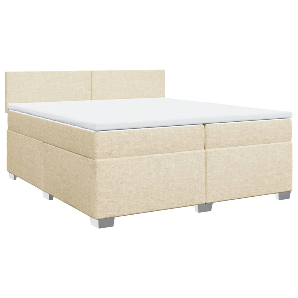 vidaXL Cama com Molas/colchão 200x200 cm Tecido Cor Creme - 1578851614