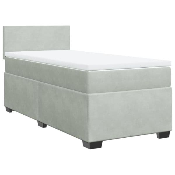 vidaXL Cama com Molas/colchão 90x190 cm Veludo Cinza-claro - 3266298803