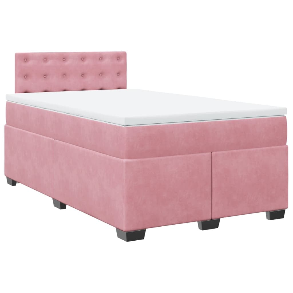 vidaXL Cama Boxspring com Colchão 120x190 cm Veludo Rosa - 924554666