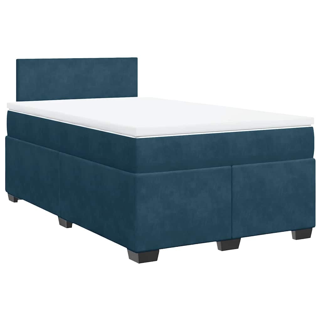 vidaXL Cama Boxspring com Colchão 120x200 cm Veludo Azul-escuro - 3236527594