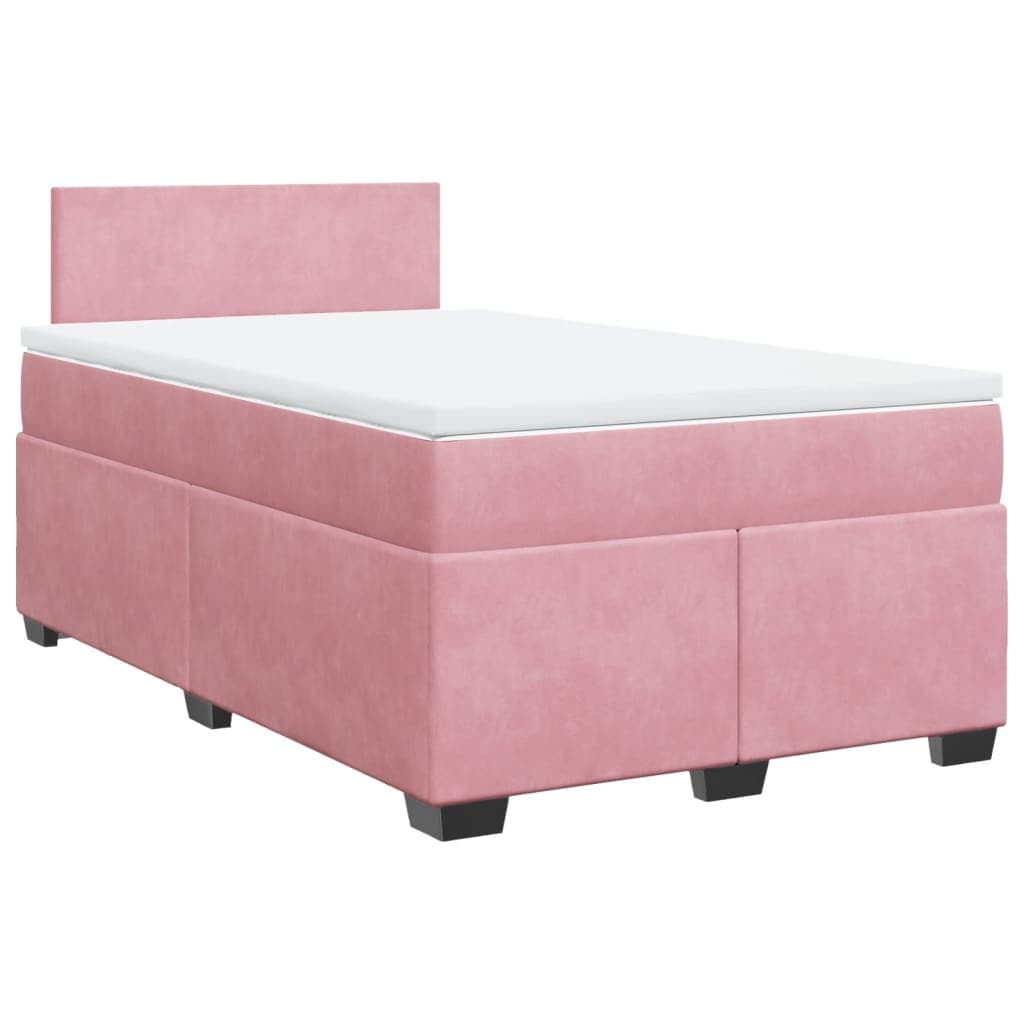 vidaXL Cama Boxspring com Colchão 120x200 cm Veludo Rosa - 3085847932