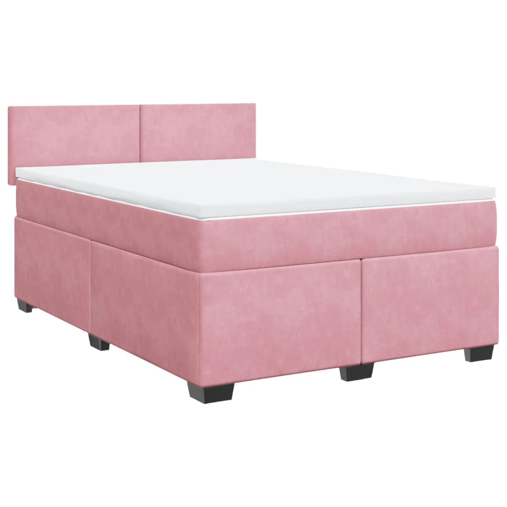 vidaXL Cama com molas/colchão 140x190 cm veludo rosa