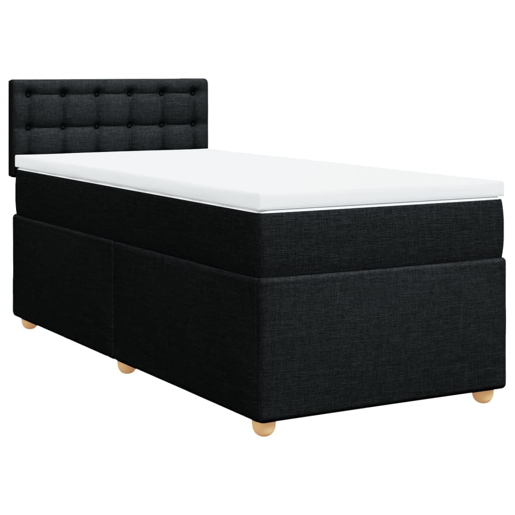 vidaXL Cama com molas/colchão 80x200 cm tecido preto