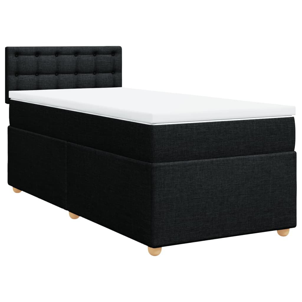 vidaXL Cama com molas/colchão 100x200 cm tecido preto