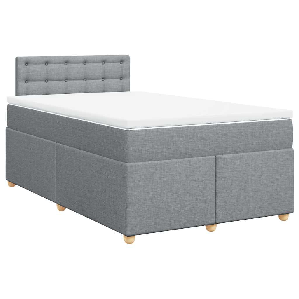vidaXL Cama Boxspring com Colchão 120x190 cm Tecido Cinzento-claro - 3172818247