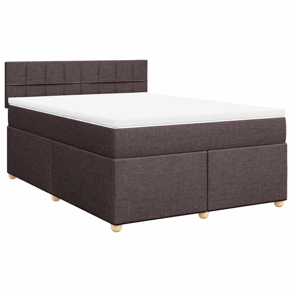 vidaXL Cama com molas/colchão 140x190 cm tecido castanho-escuro