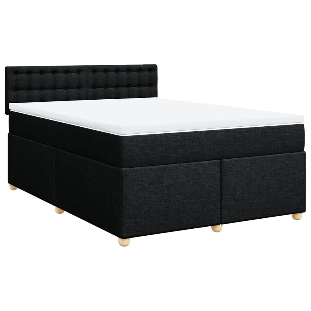 vidaXL Cama com molas/colchão 140x190 cm tecido preto