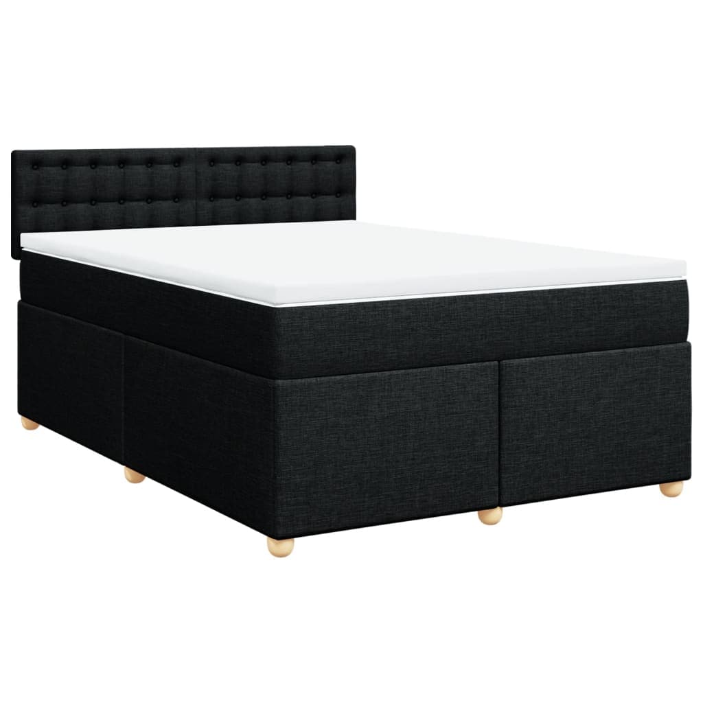 vidaXL Cama com molas/colchão 140x200 cm tecido preto