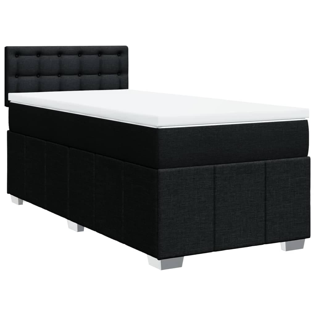 vidaXL Cama com Molas/colchão 80x200 cm Tecido Preto - 1786321364