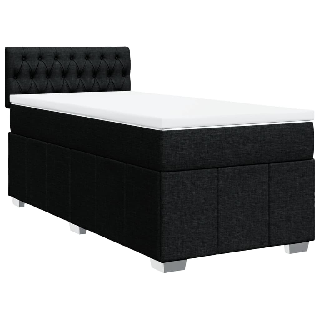vidaXL Cama com Molas/colchão 90x190 cm Tecido Preto - 3242601196