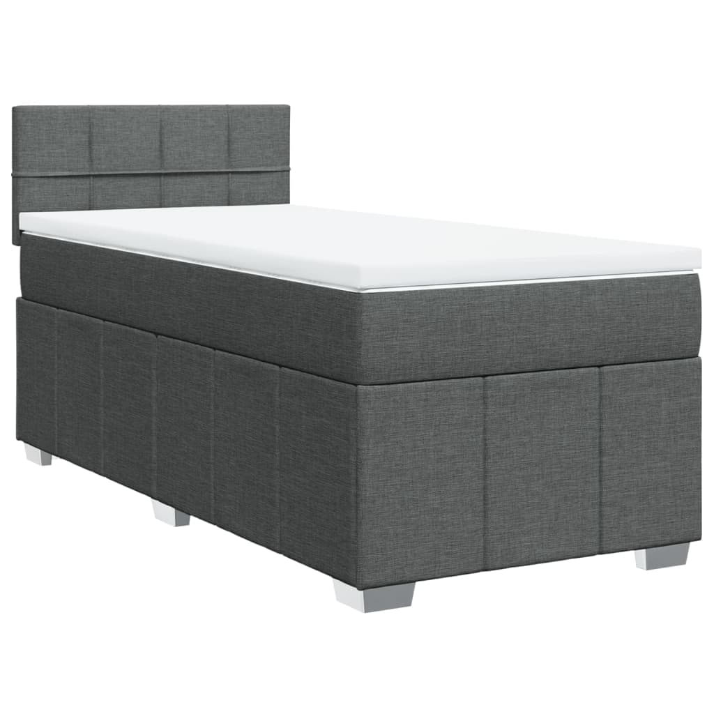 vidaXL Cama com molas/colchão 90x200 cm tecido cinzento-escuro
