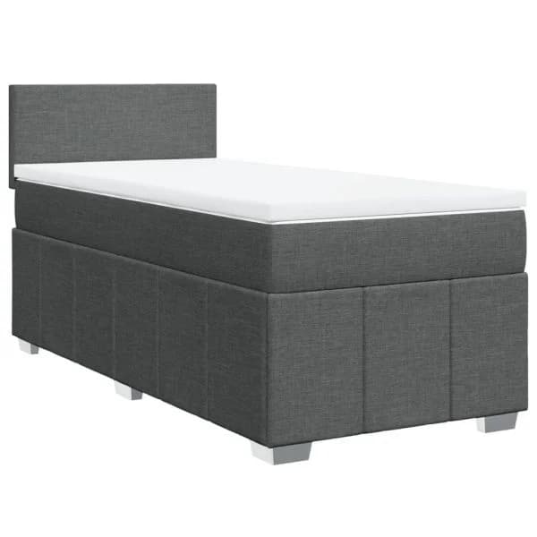 vidaXL Cama com Molas/colchão 100x200 cm Tecido Cinza-escuro - 3526221694