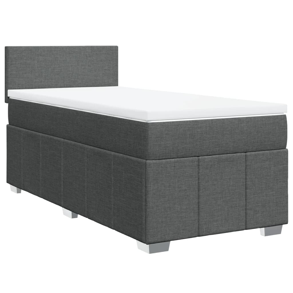 vidaXL Cama com molas/colchão 100x200 cm tecido cinza-escuro