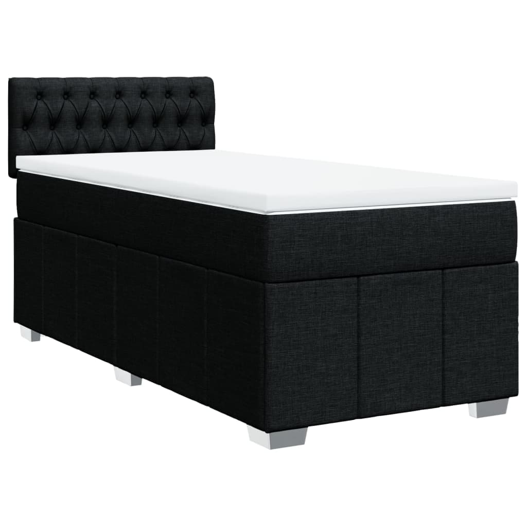 vidaXL Cama com molas/colchão 100x200 cm tecido preto