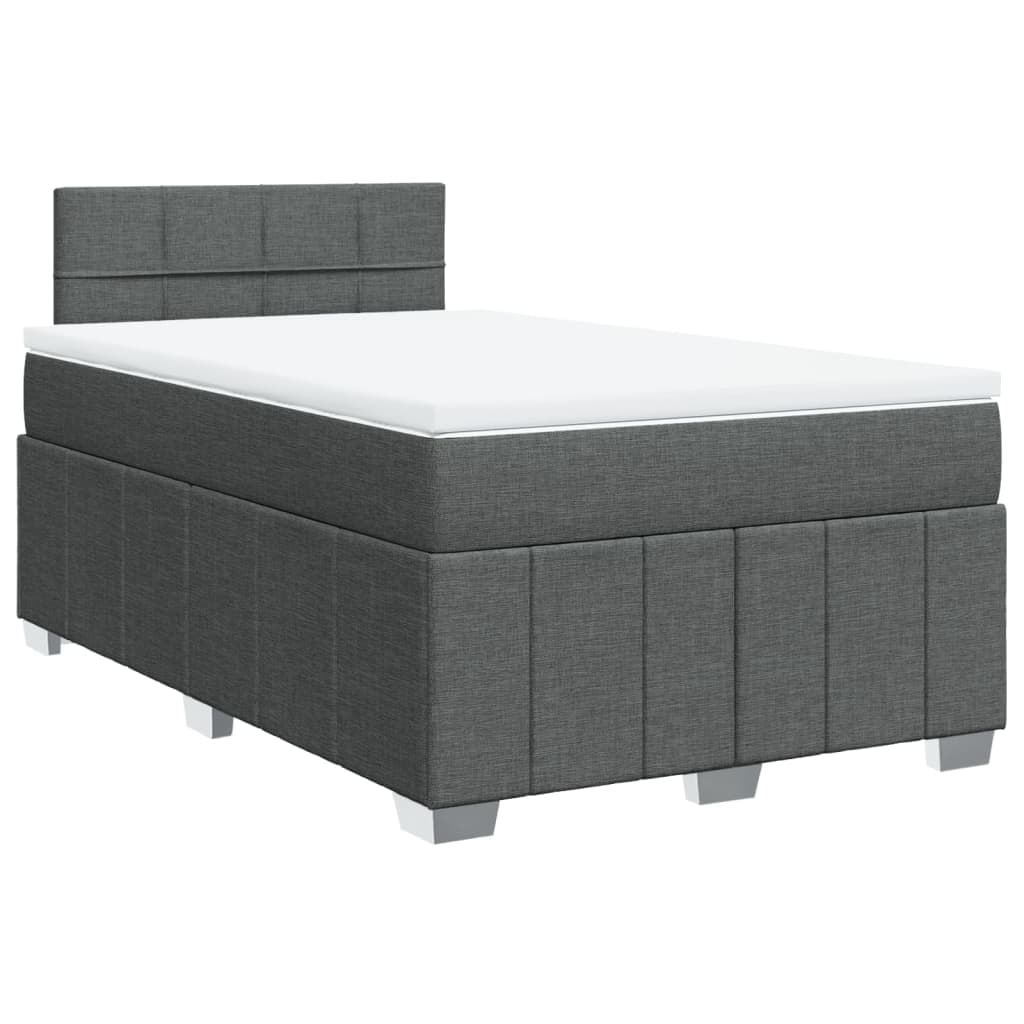 vidaXL Cama com Molas/colchão 120x200 cm Tecido Cinzento-escuro - 1900458527