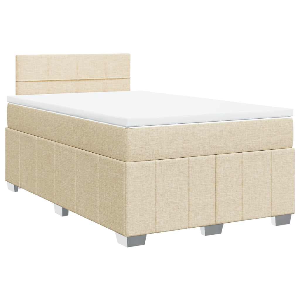 vidaXL Cama com molas/colchão 120x200 cm tecido cor creme
