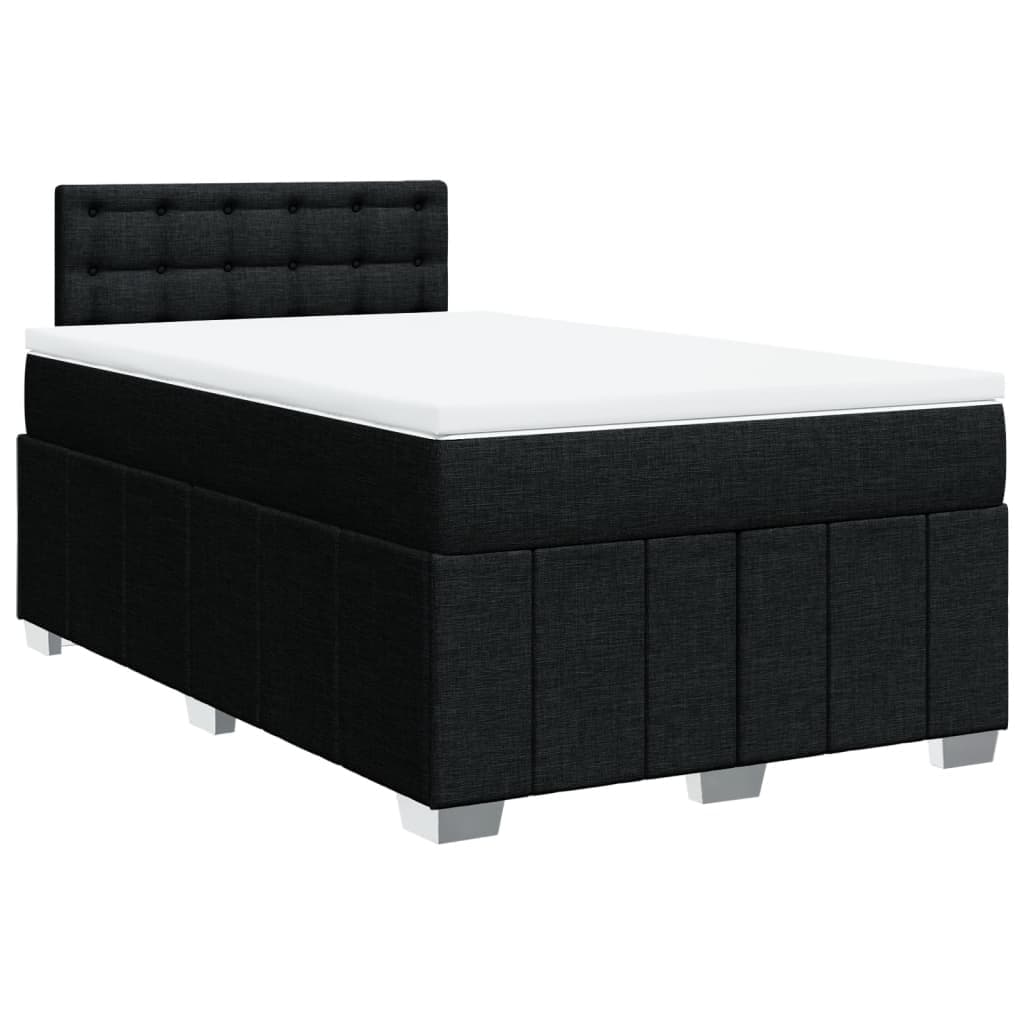 vidaXL Cama com molas/colchão 120x200 cm tecido preto