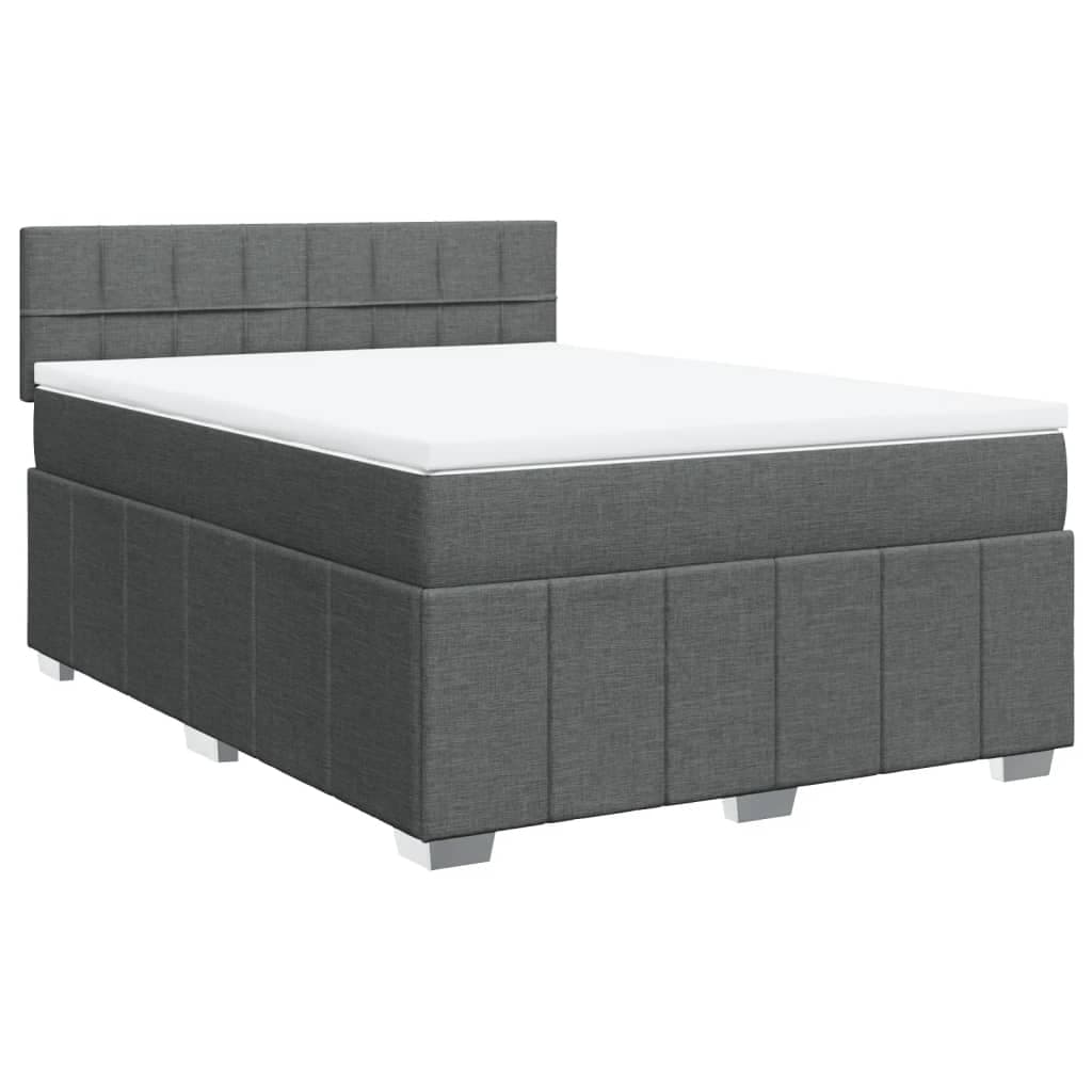 vidaXL Cama com molas/colchão 140x190 cm tecido cinzento-escuro