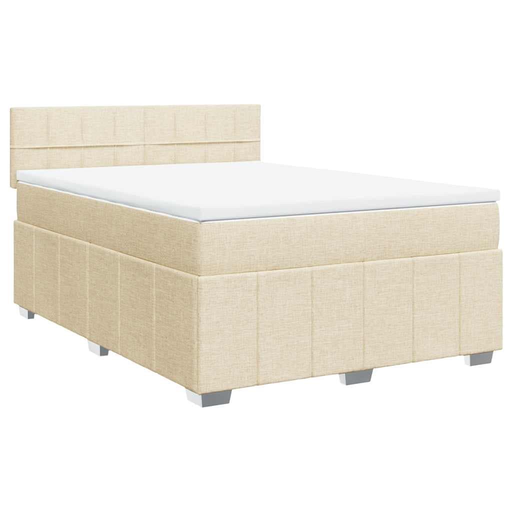 vidaXL Cama com molas/colchão 140x190 cm tecido cor creme