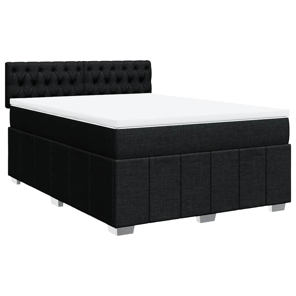 vidaXL Cama com molas/colchão 140x190 cm tecido preto