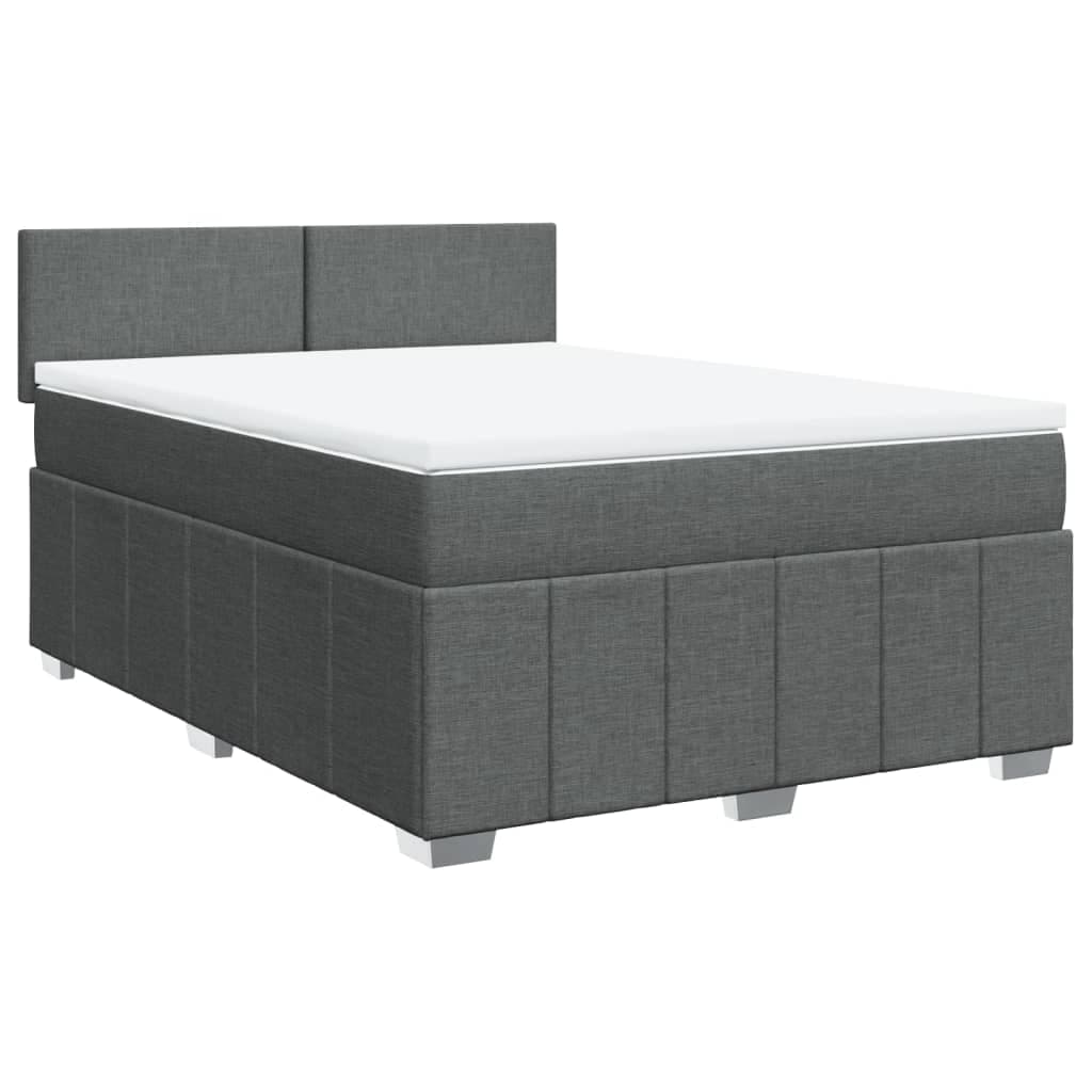 vidaXL Cama com Molas/colchão 140x200 cm Tecido Cinzento-escuro - 196819566