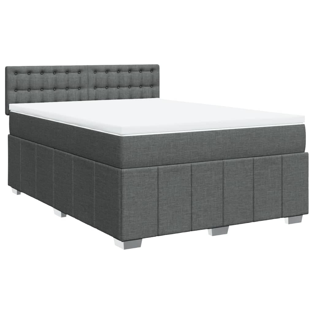 vidaXL Cama com Molas/colchão 140x200 cm Tecido Cinzento-escuro - 1537838059