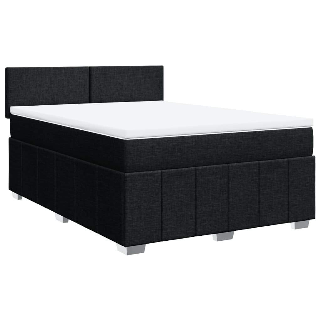 vidaXL Cama com molas/colchão 160x200 cm tecido preto