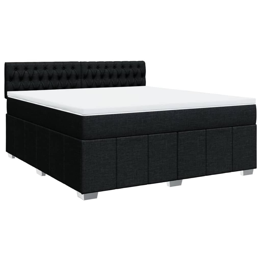 vidaXL Cama com molas/colchão 180x200 cm tecido preto