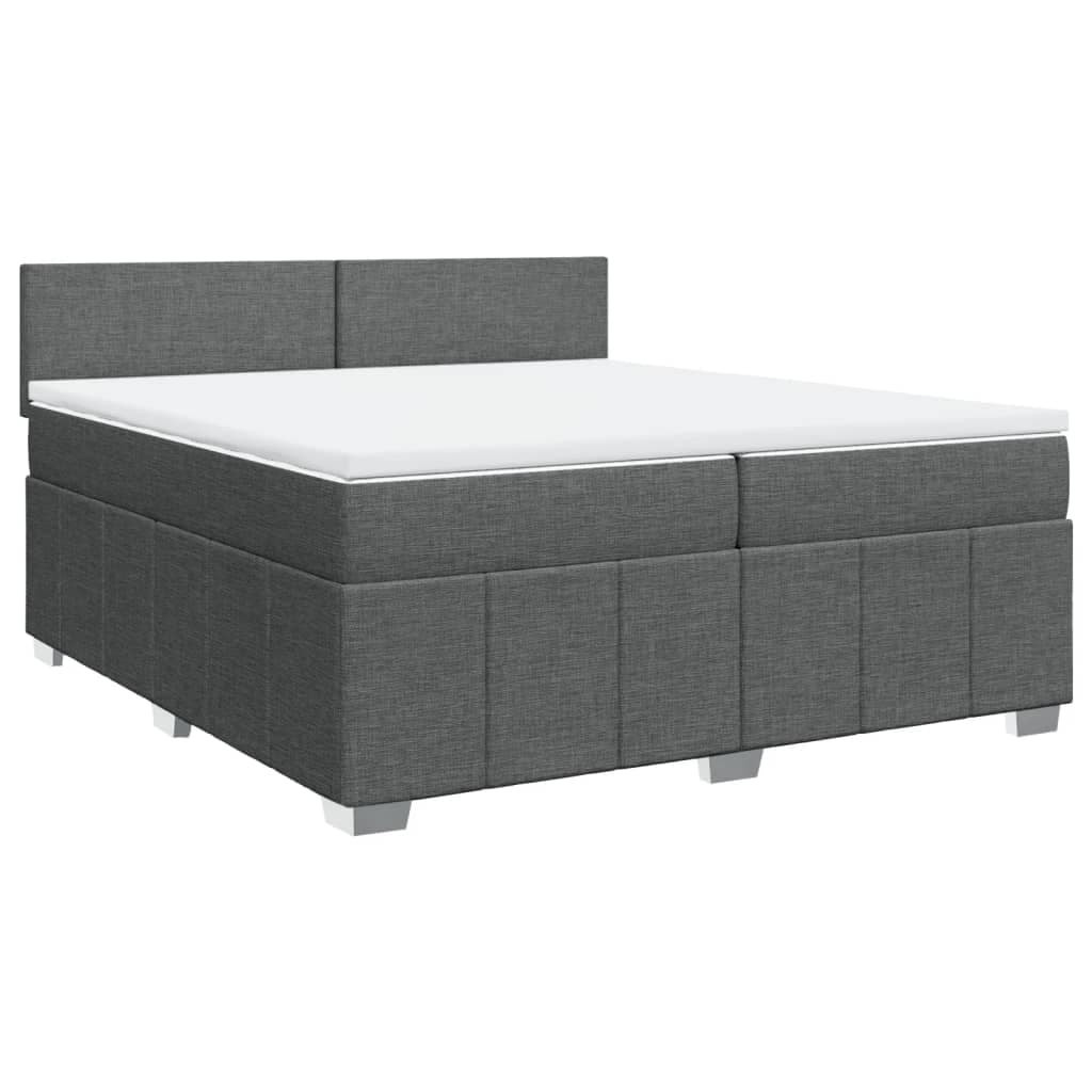 vidaXL Cama com Molas/colchão 200x200 cm Tecido Cinzento-escuro - 2639016444