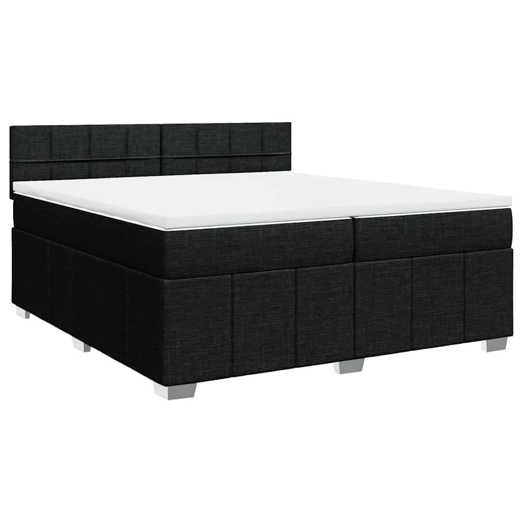 vidaXL Cama com Molas/colchão 200x200 cm Tecido Preto - 1676619194