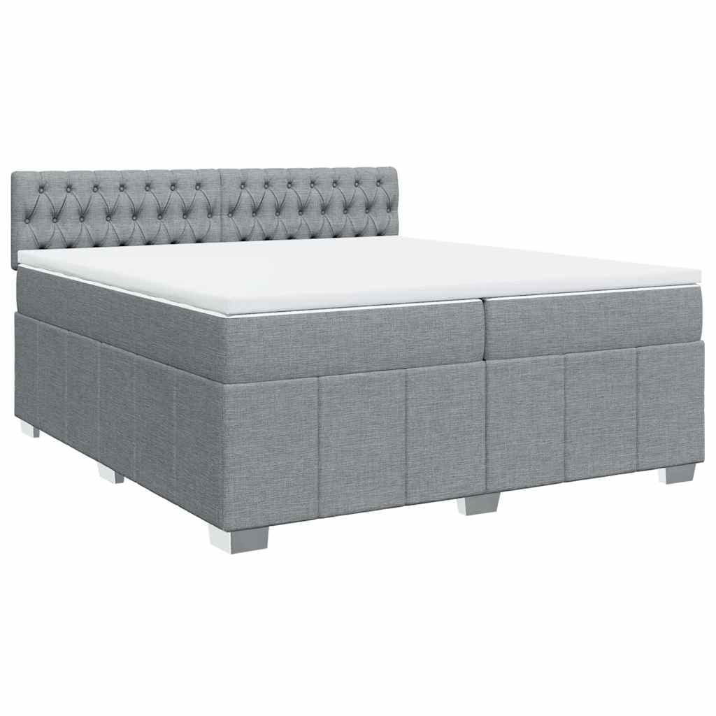 vidaXL Cama com molas/colchão 200x200 cm tecido cinza-claro
