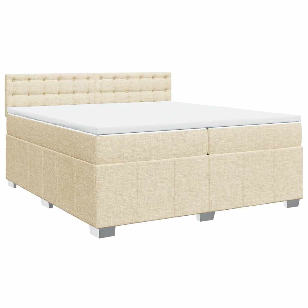 vidaXL Cama com Molas/colchão 200x200 cm Tecido Cor Creme - 1684361614