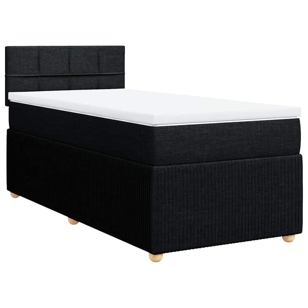 vidaXL Cama com molas/colchão 90x190 cm tecido preto