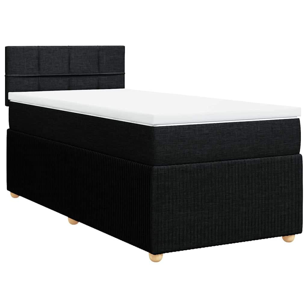 vidaXL Cama com Molas/colchão 90x200 cm Tecido Preto - 2720337698