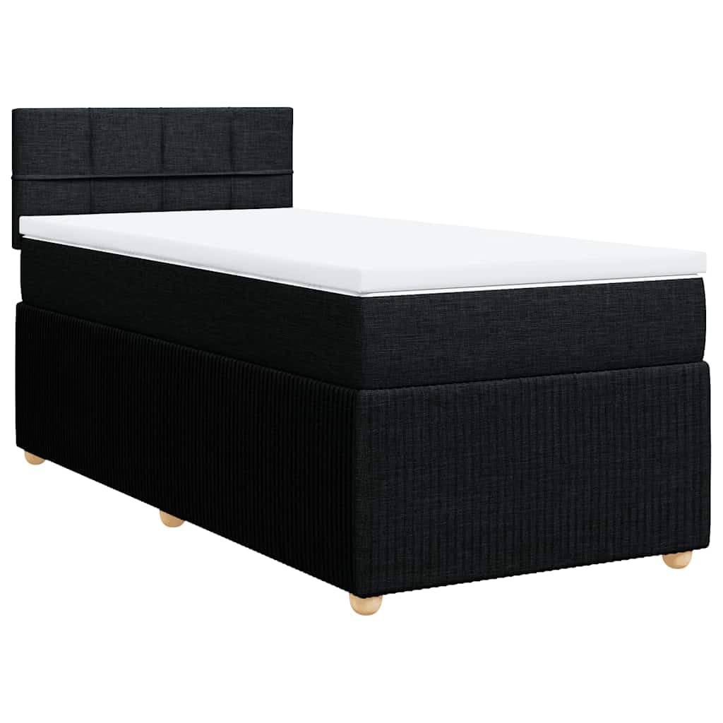 vidaXL Cama com molas/colchão 100x200 cm tecido preto