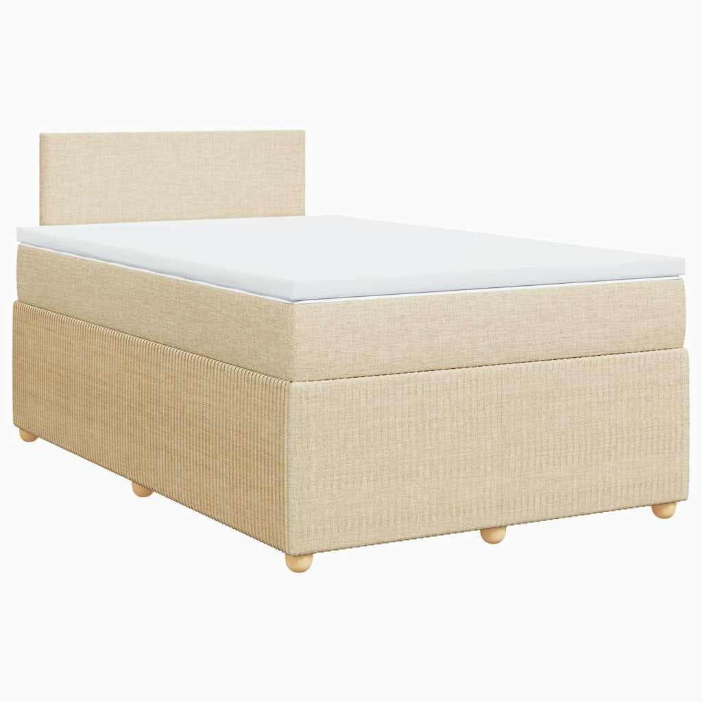 vidaXL Cama boxspring com colchão 120x190 cm tecido cor creme