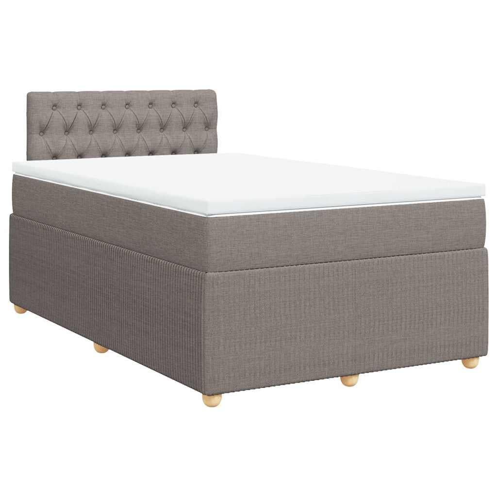 vidaXL Cama Boxspring com Colchão 120x190cm Tecido Castanho-acinzentado - 1566722304