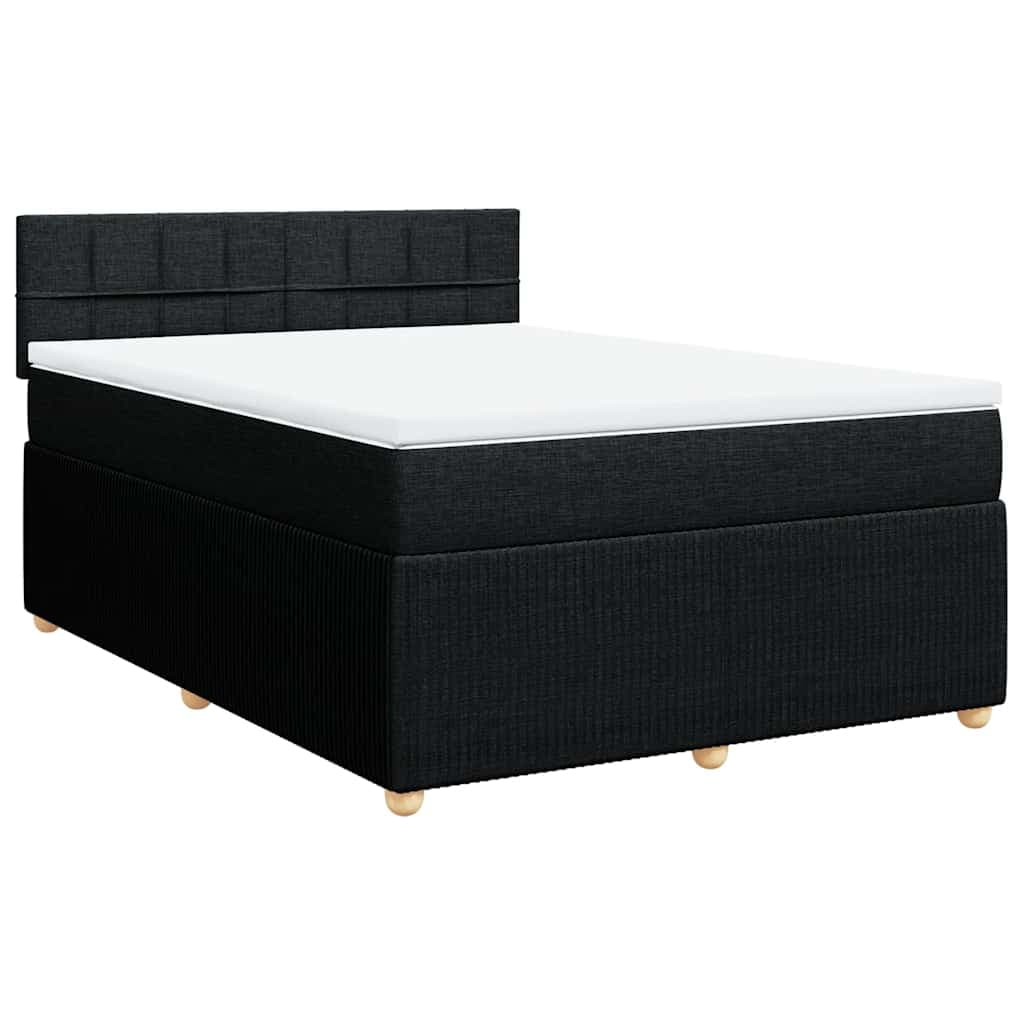 vidaXL Cama com molas/colchão 140x190 cm tecido preto