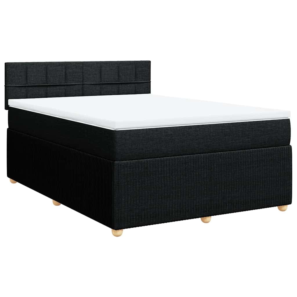 vidaXL Cama com Molas/colchão 160x200 cm Tecido Preto - 3424599718