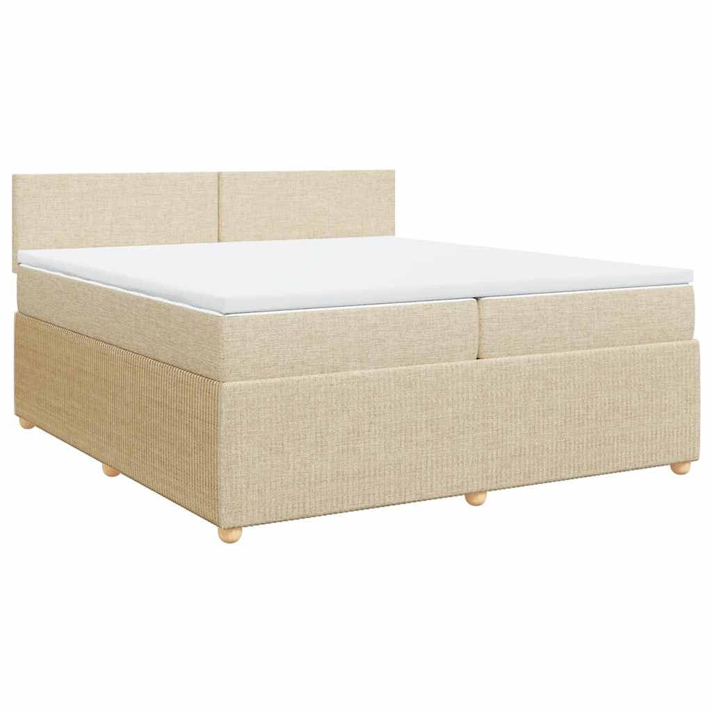 vidaXL Cama com Molas/colchão 200x200 cm Tecido Cor Creme - 2493387026