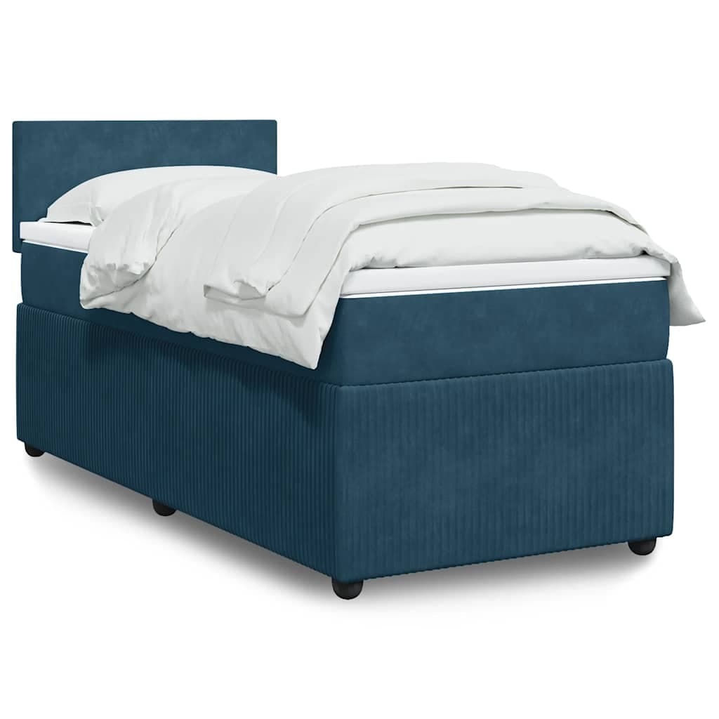 vidaXL Cama boxspring com colchão 90x190 cm veludo azul