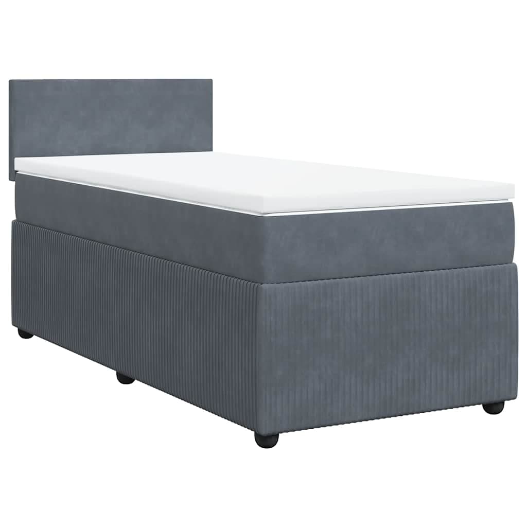 vidaXL Cama com molas/colchão 90x200 cm veludo cinza-escuro