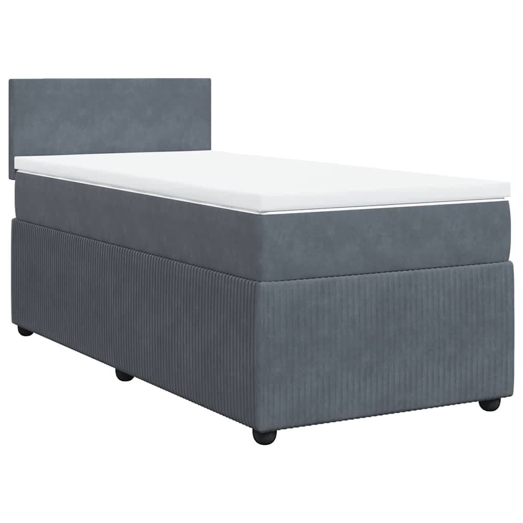 vidaXL Cama com molas/colchão 100x200 cm veludo cinza-escuro