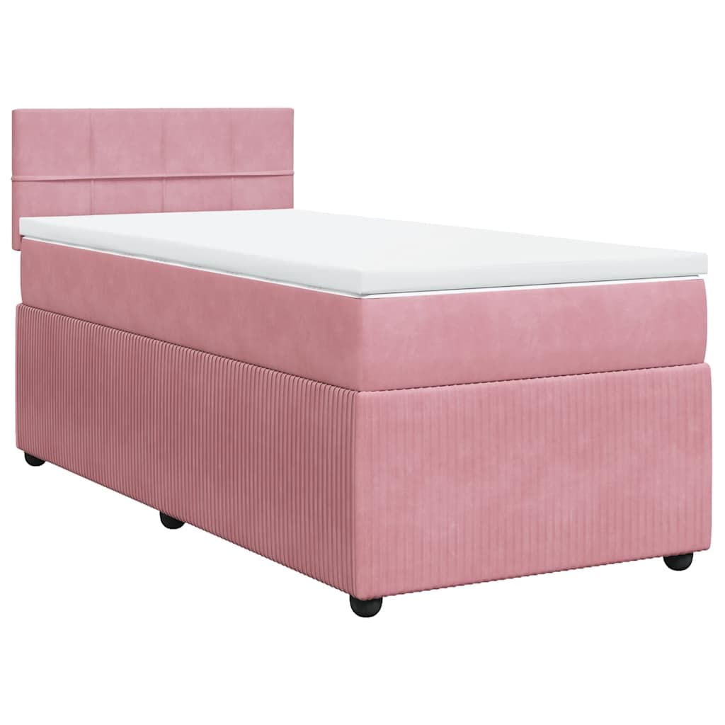 vidaXL Cama com molas/colchão 100x200 cm veludo rosa