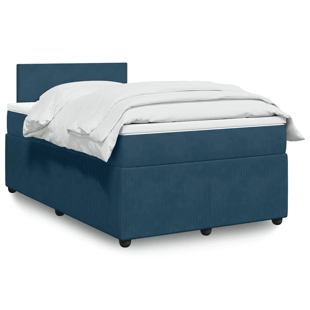 vidaXL Cama Boxspring com Colchão 120x190 cm Veludo Azul - 2016507466