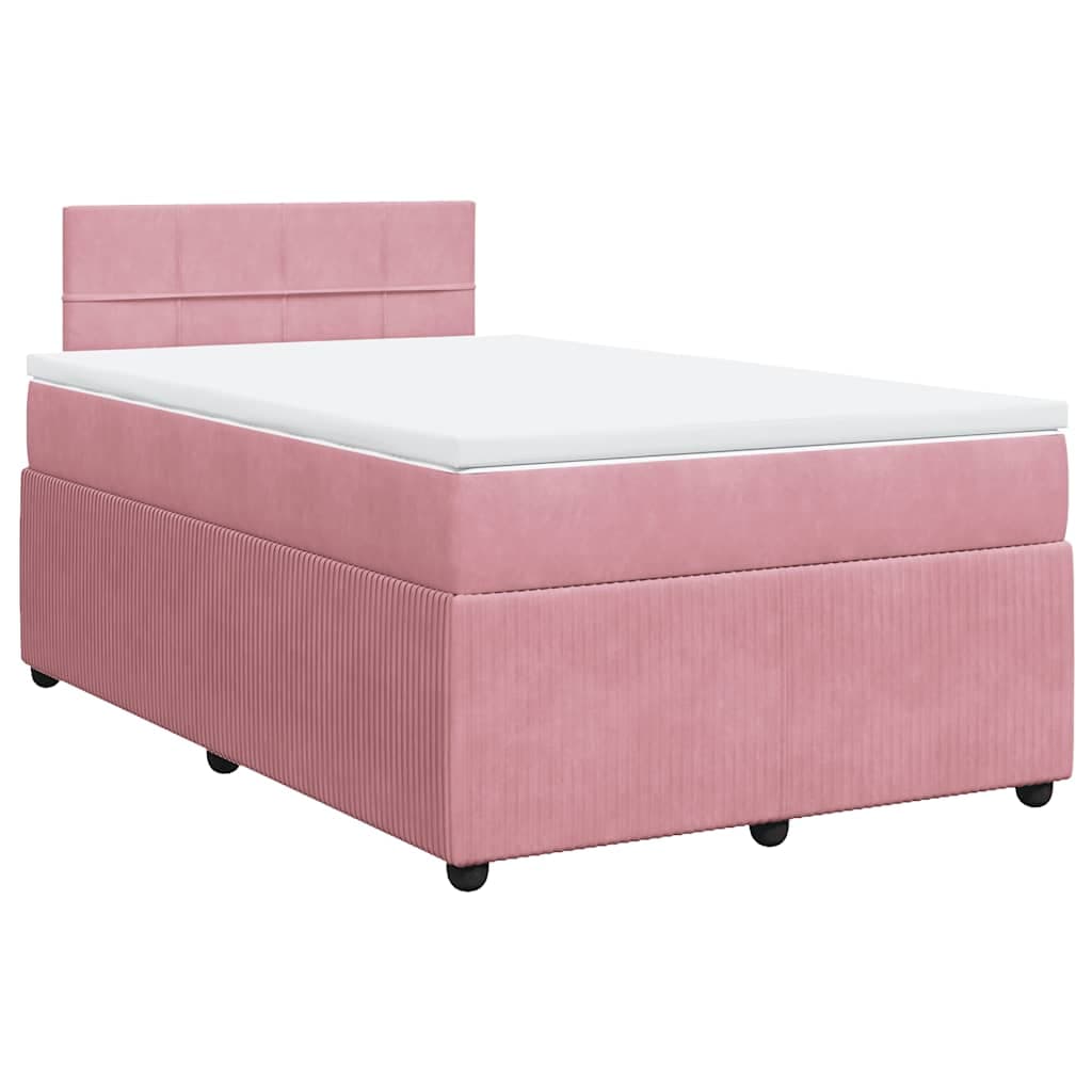 vidaXL Cama boxspring com colchão 120x190 cm veludo rosa